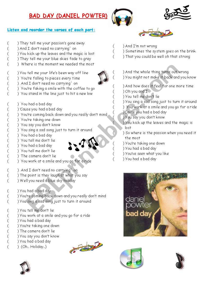 Listening _Bad Day worksheet