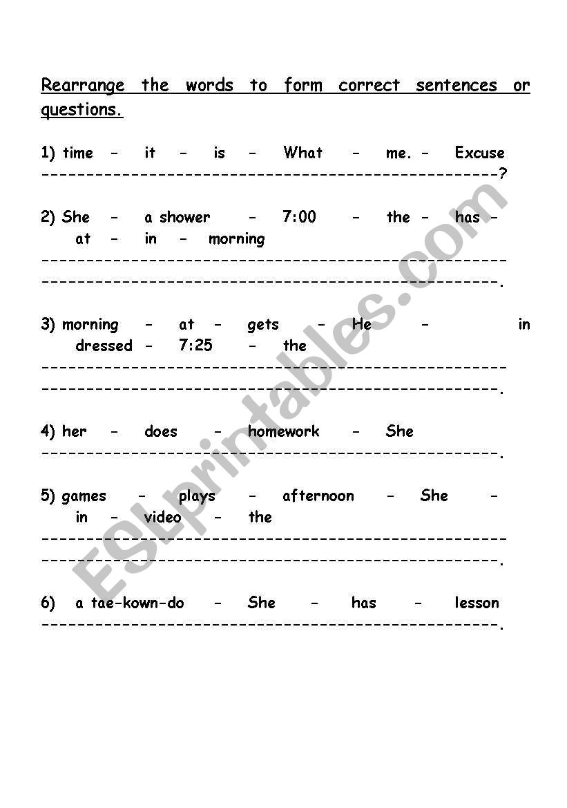 Form questions worksheet