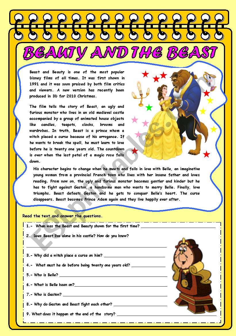 BEAUTY AND THE BEAST worksheet