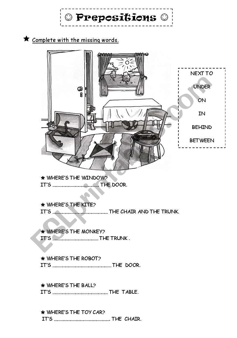 Prepositions, complete with words