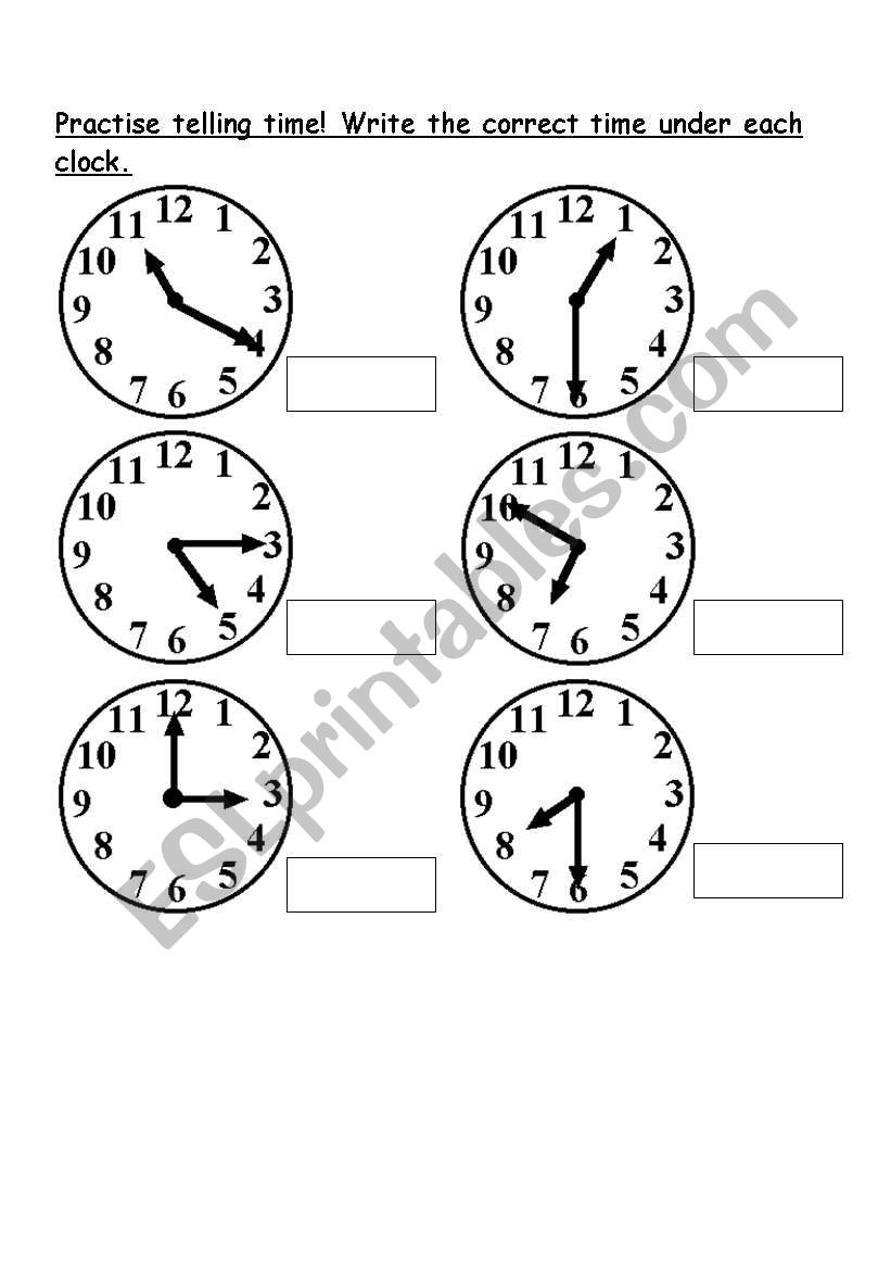 Whats the time? worksheet