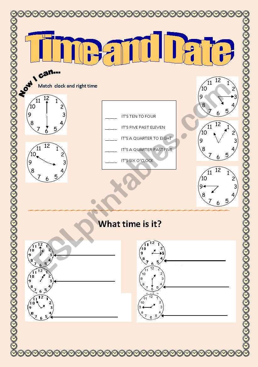 time and day worksheet