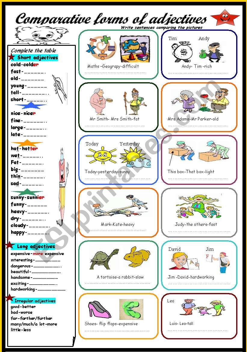 Comparative forms of adjectives(2 pages)