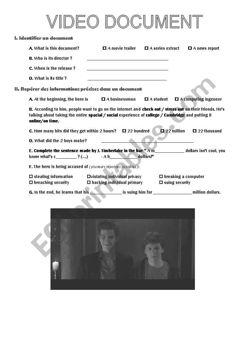 The social network worksheet