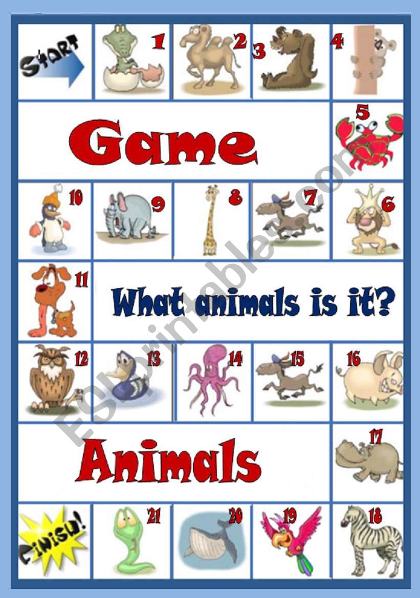 game animals worksheet