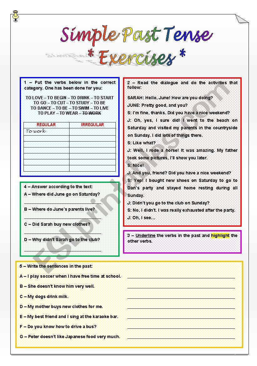 Exercises - Simple Past Tense worksheet