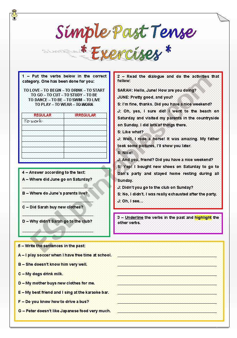 Exercises - Simple Past Tense worksheet