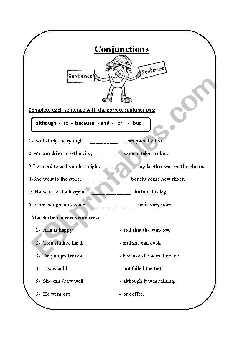 Conjunctions worksheet