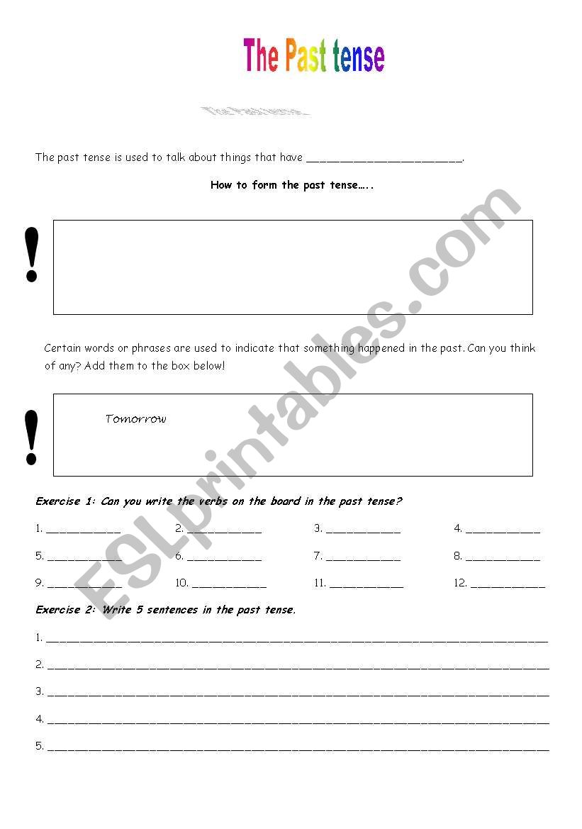 The Past (Simple) Tense worksheet