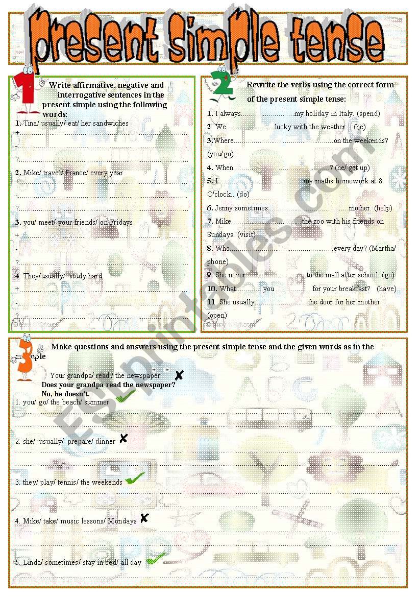 present simple worksheet