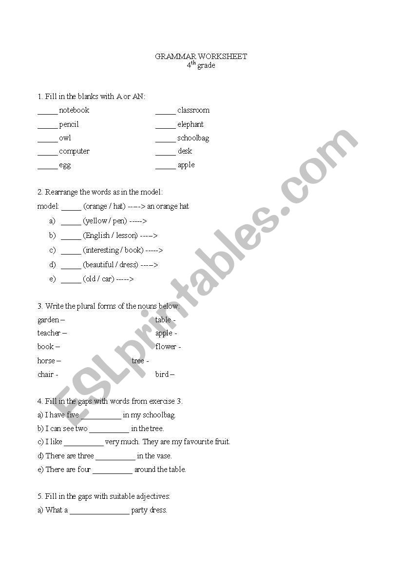 Grammar worksheet worksheet