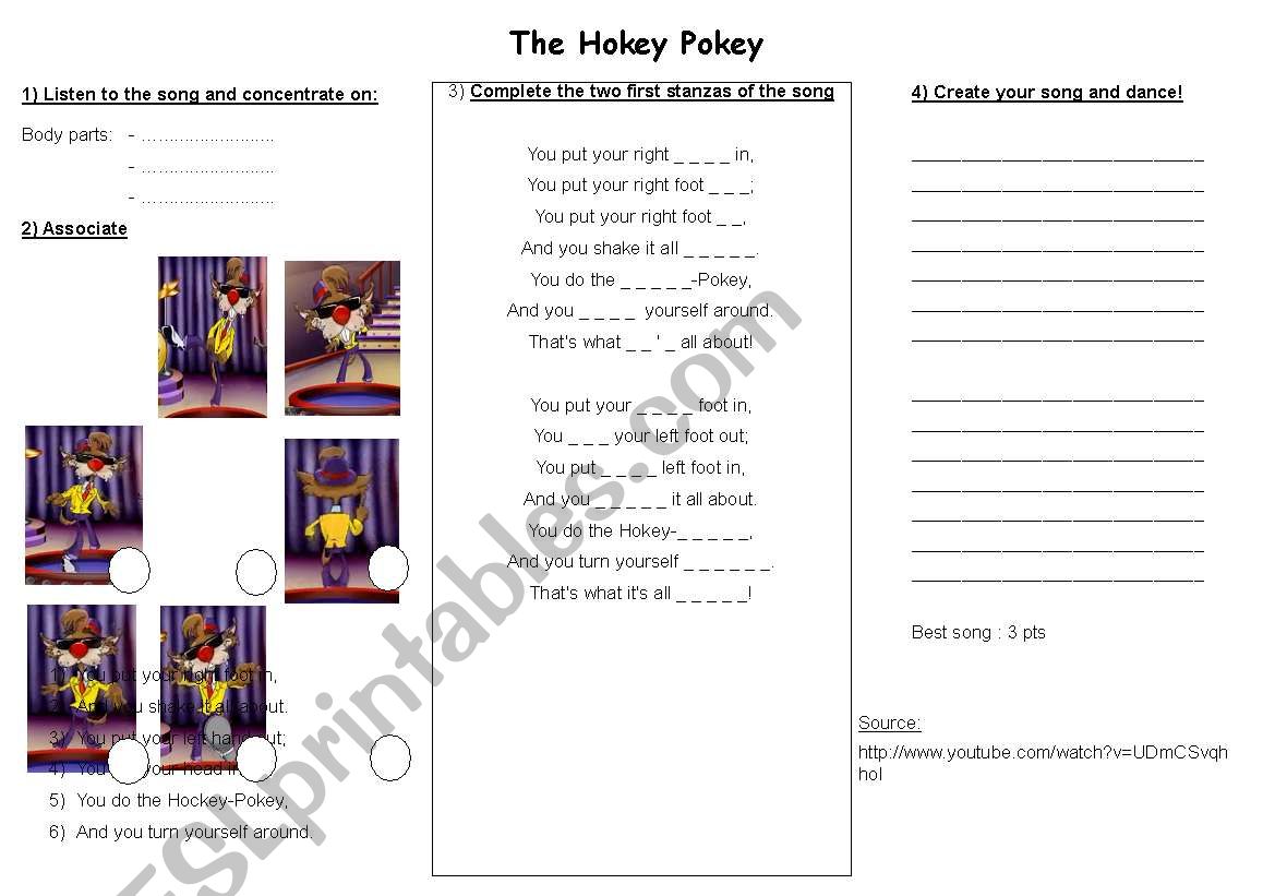 The hokey-pokey worksheet