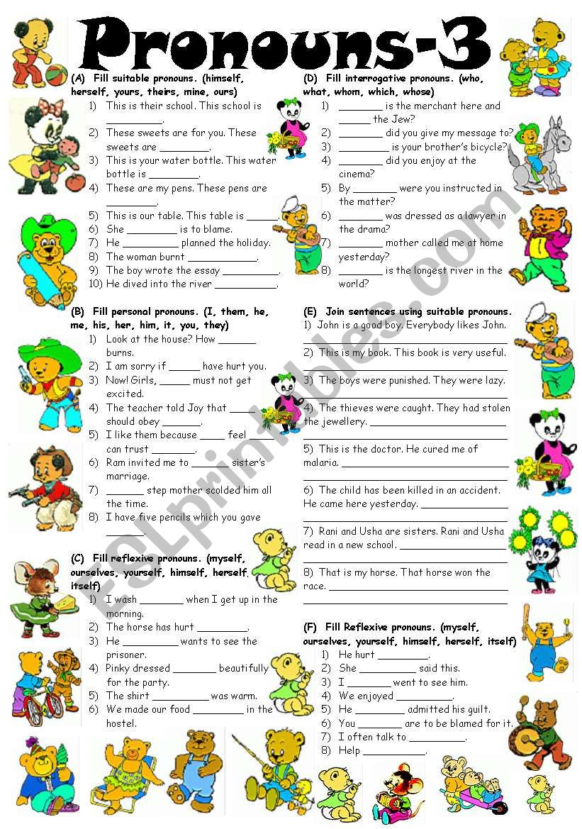 Exercises on Pronouns (Editable with Key)