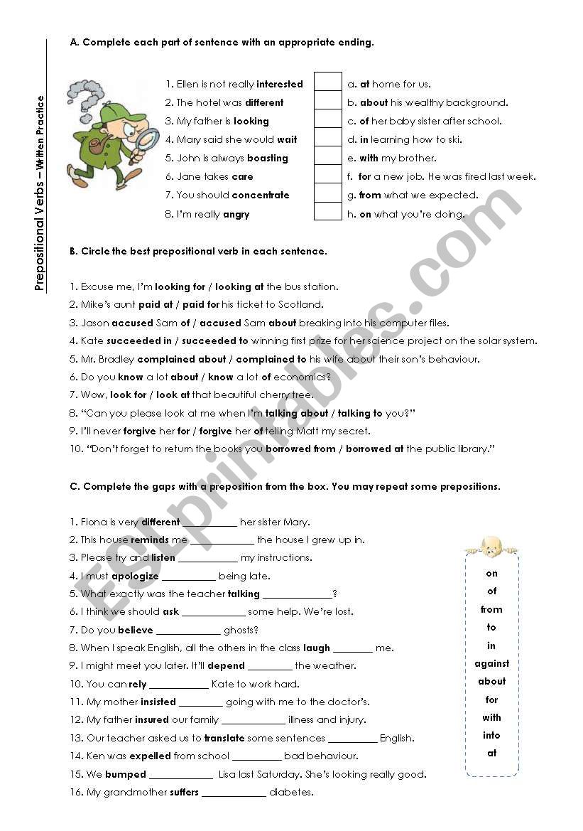 Prepositional Verbs  worksheet