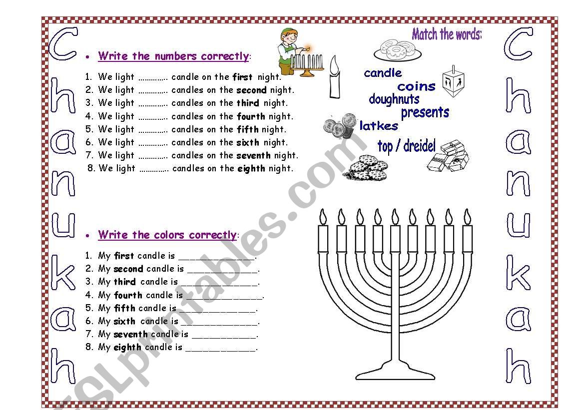 Chanukah  worksheet