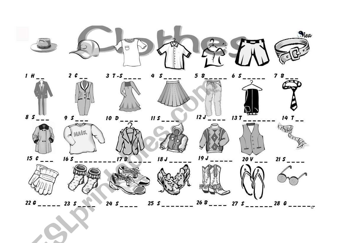 Clothes -Vocabulary - ESL worksheet by smolea19_