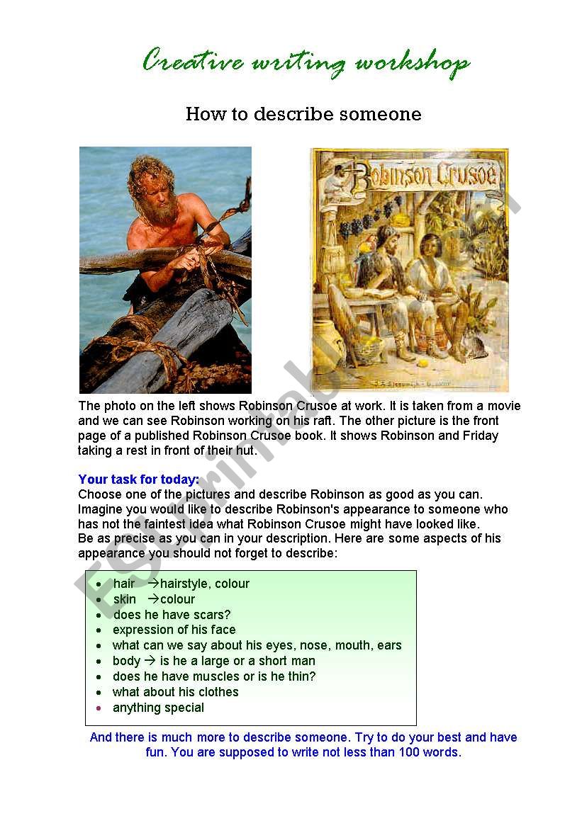 Robinson Crusoe worksheet