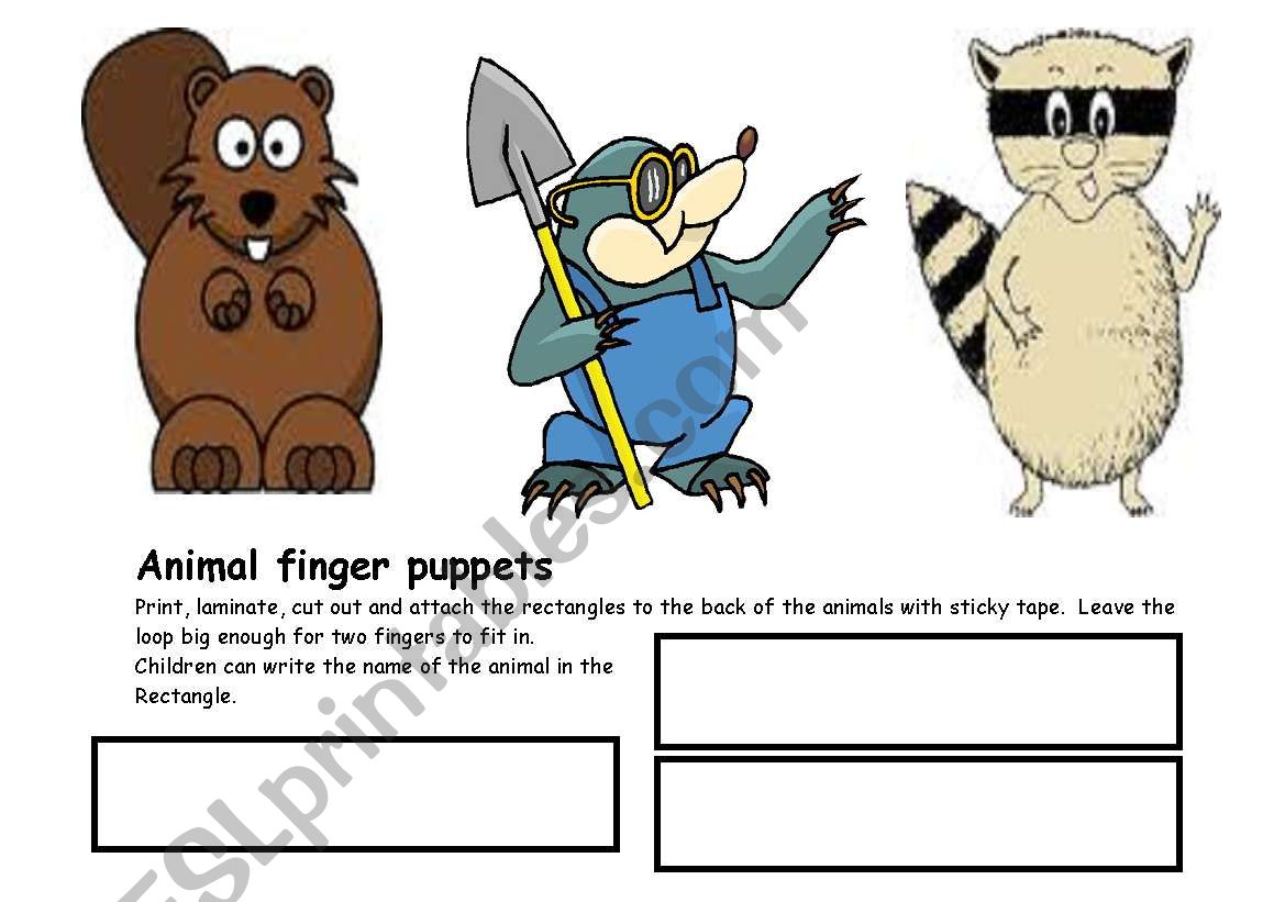 animal finger puppets worksheet