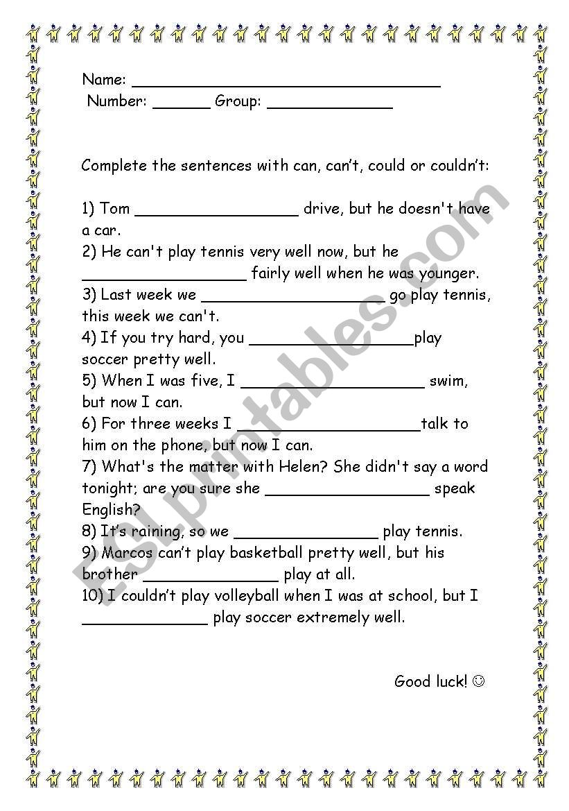 can/cant/could/couldnt worksheet