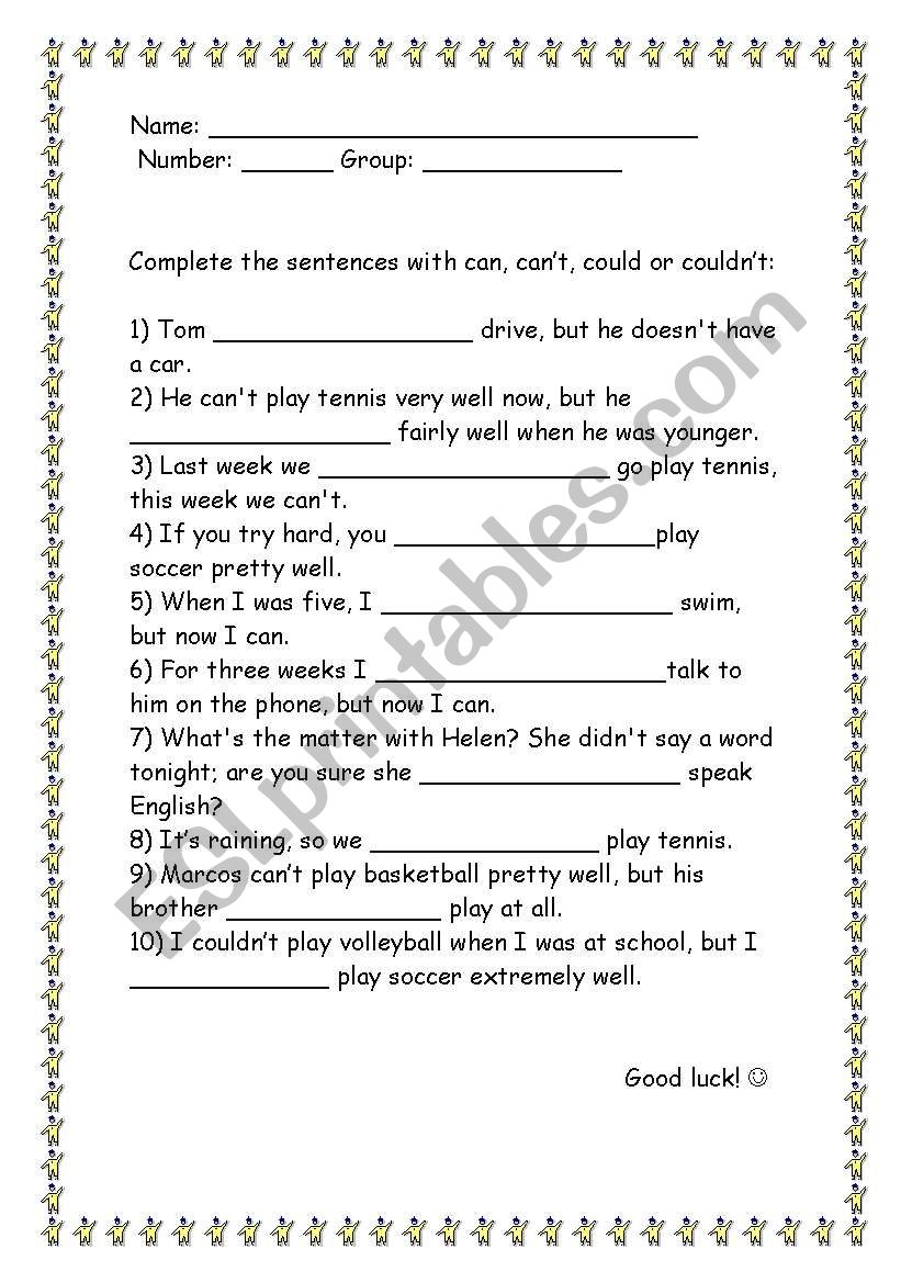 can/canīt/could/couldnīt worksheet can/canīt/could/couldnīt worksheet