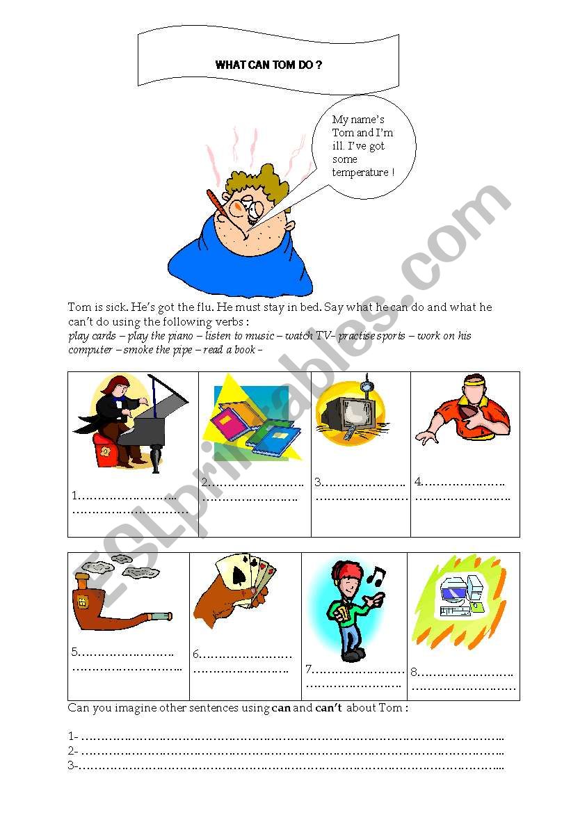 What can Tom do ? worksheet
