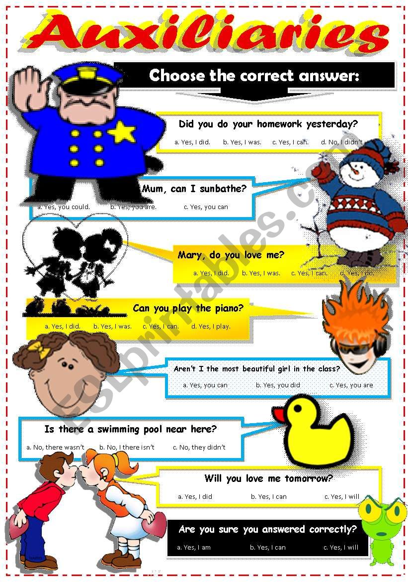 AUXILIARY VERBS  worksheet