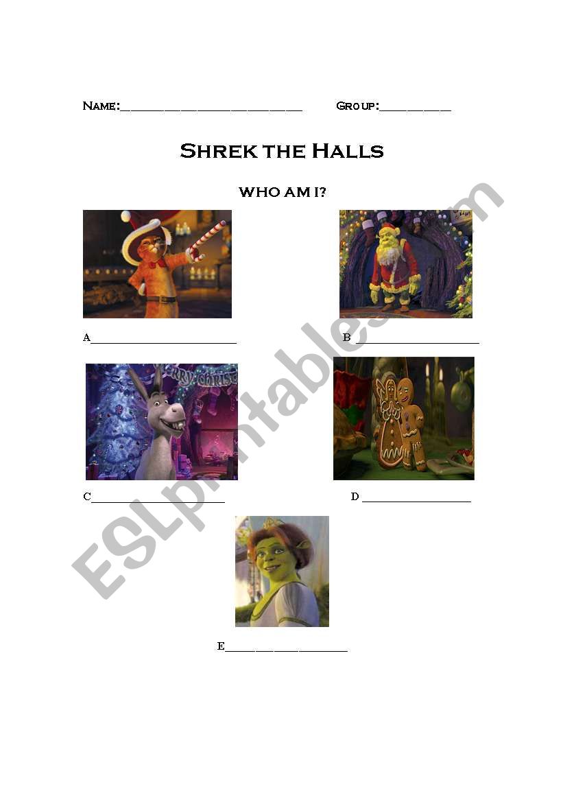 Shrek The Halls worksheet