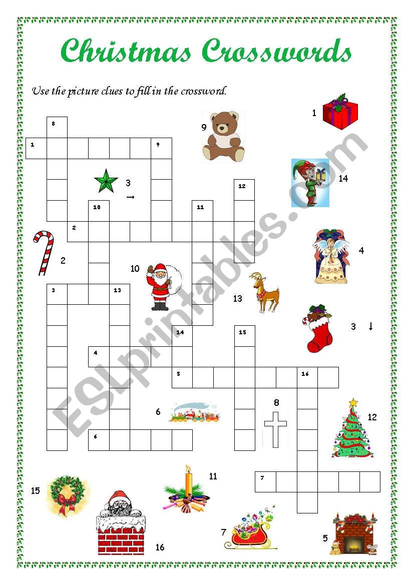 Christmas crosswords worksheet