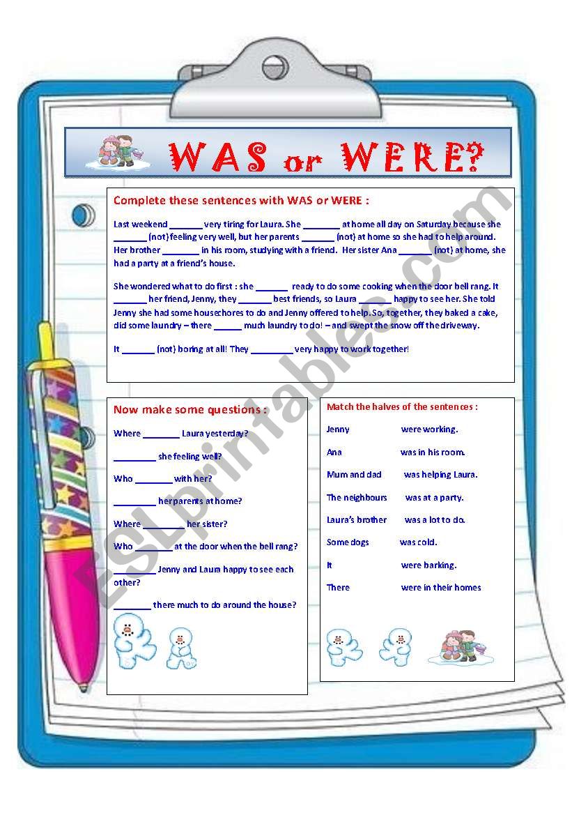 To be - past tense worksheet