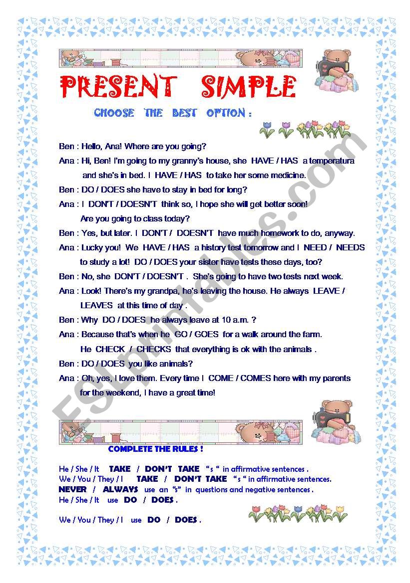 Present Simple - practice worksheet