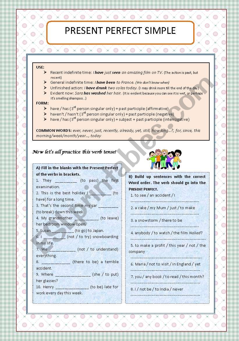 Present Perfect Simple worksheet