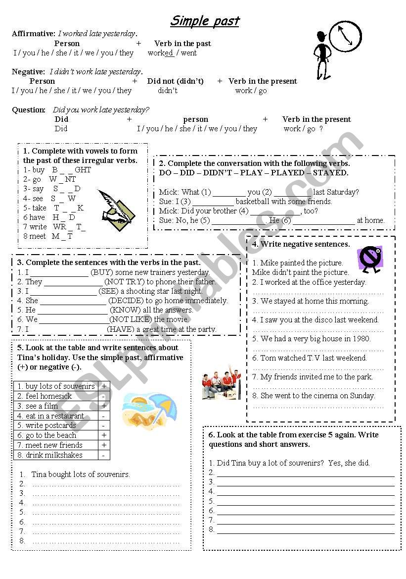 Simple past worksheet