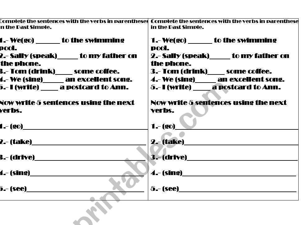 Past Simple worksheet