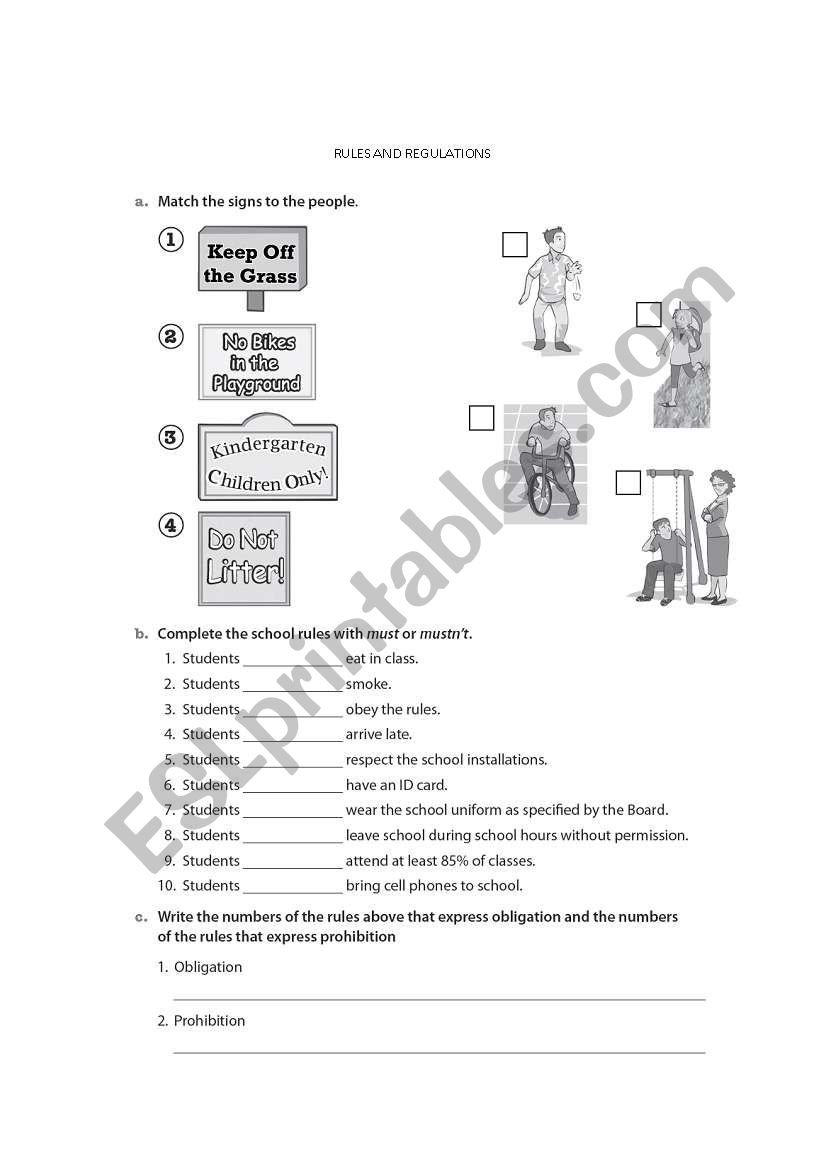 RULES AND REGULATIONS worksheet