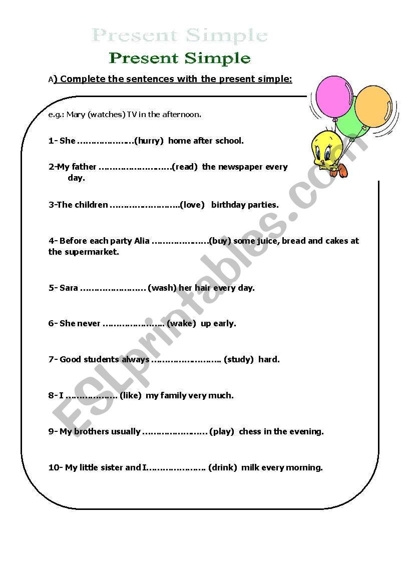 Present Simple worksheet