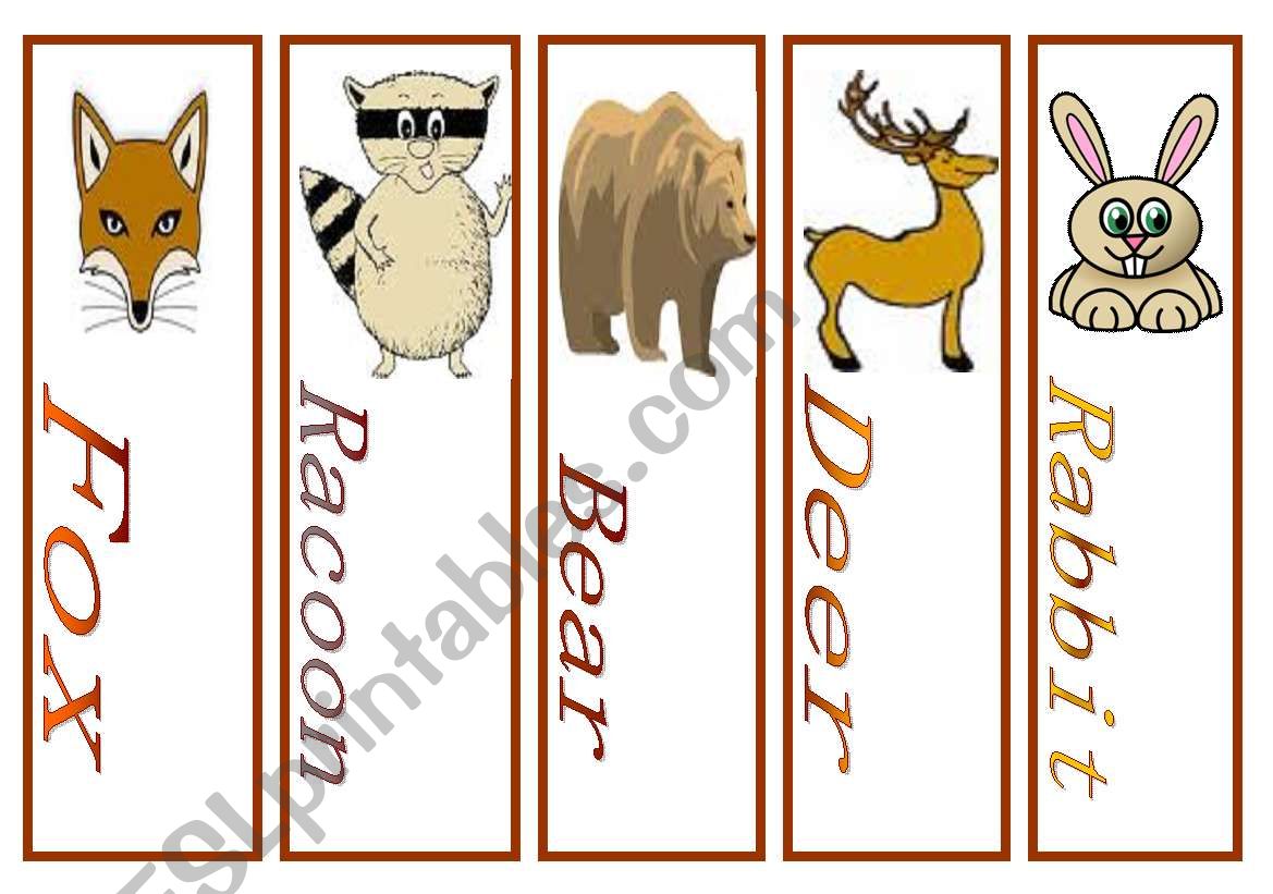 autumn animals bookmarks 2 set of 5