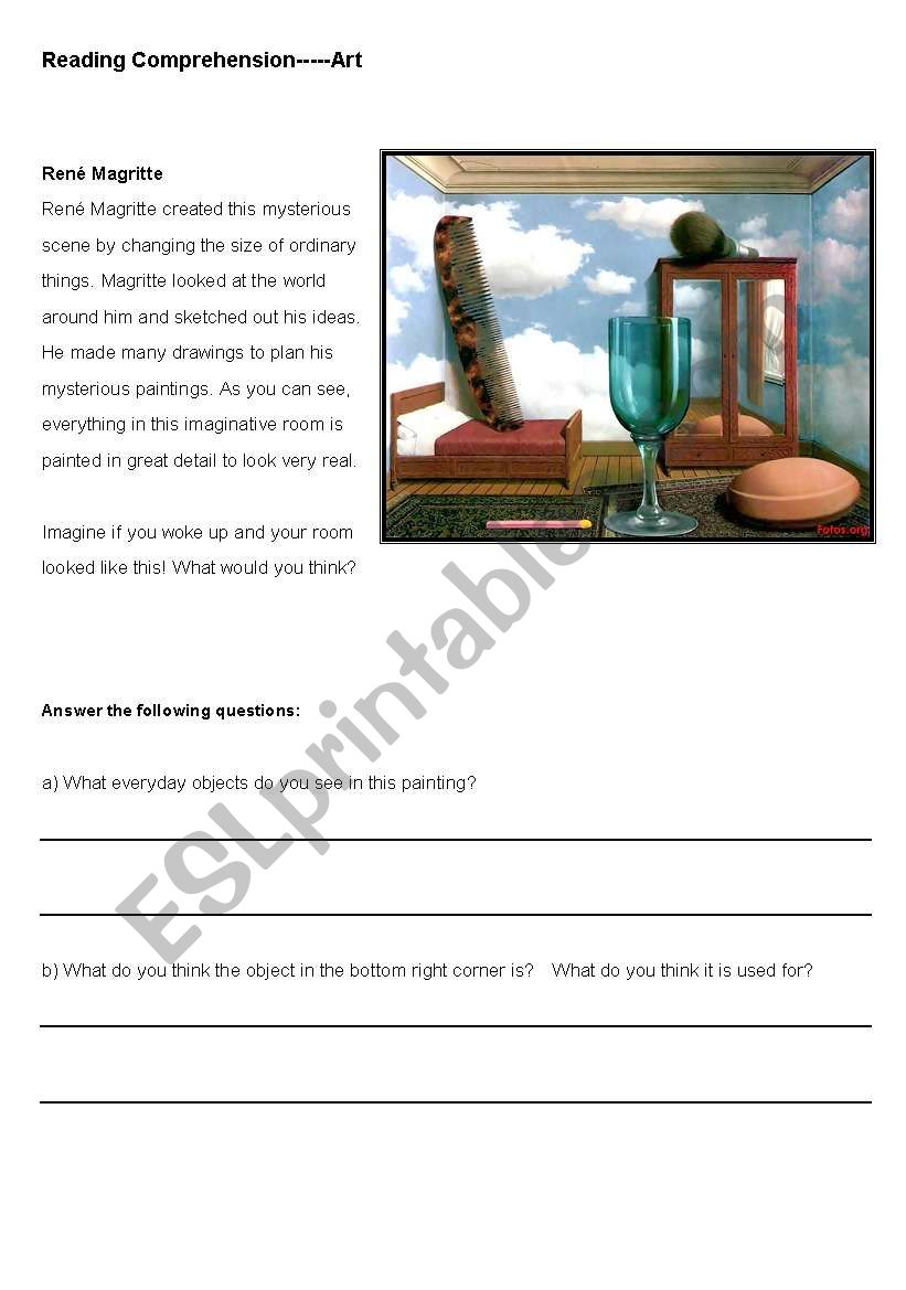 reading comprehension worksheet