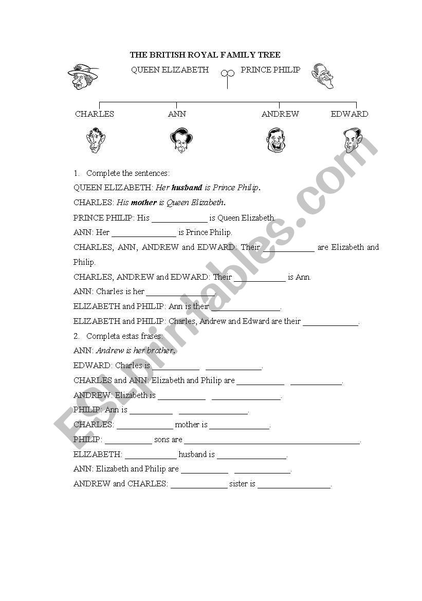 British Royal Family worksheet