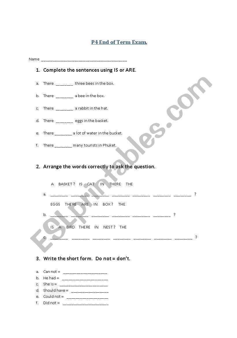 P4 end of Term Quick Exam.....