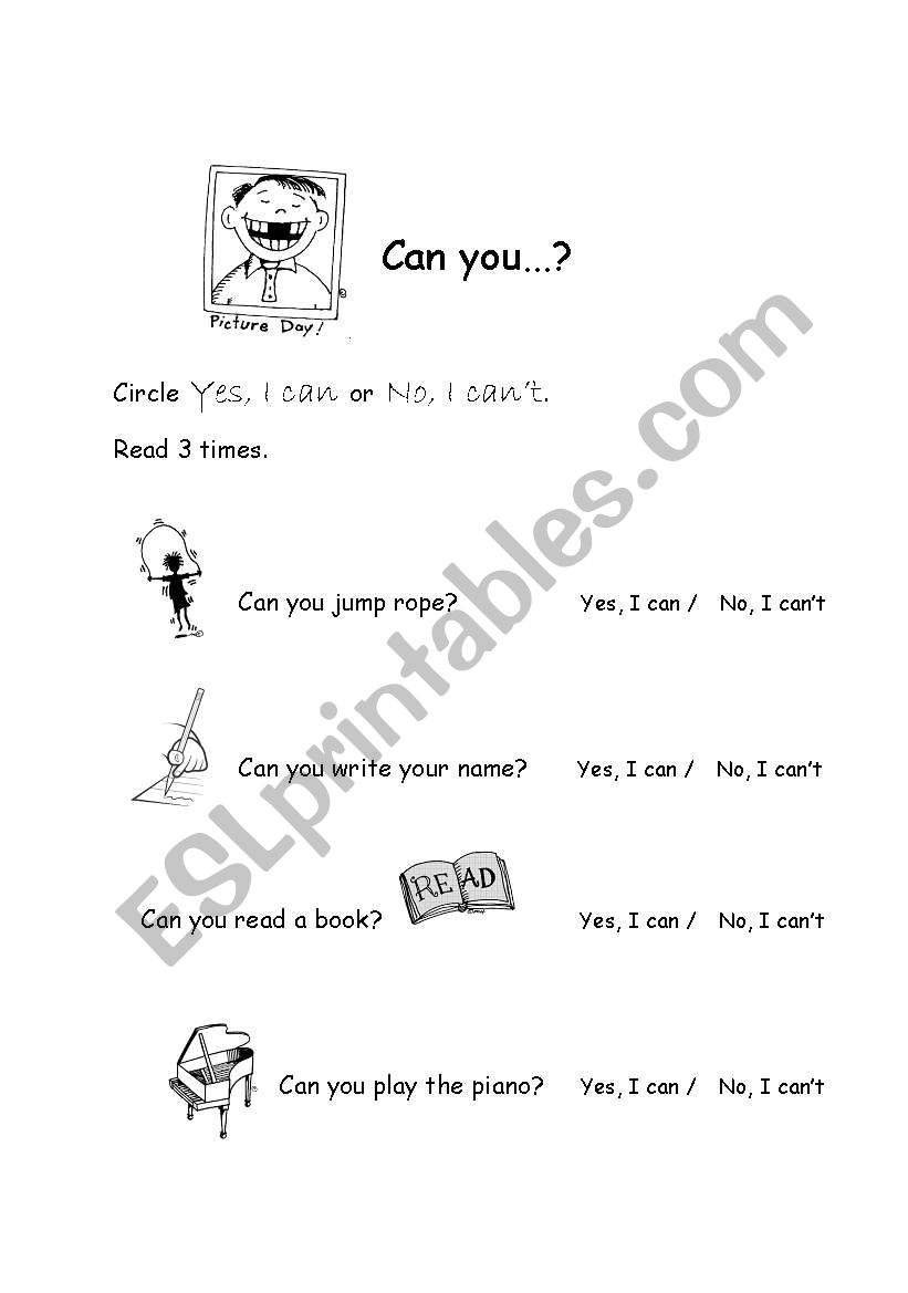 Can you? worksheet