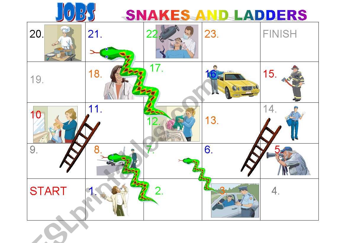 Jobs snakes and ladders board game