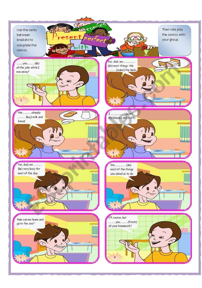 Comics with Present Perfect 2 worksheet