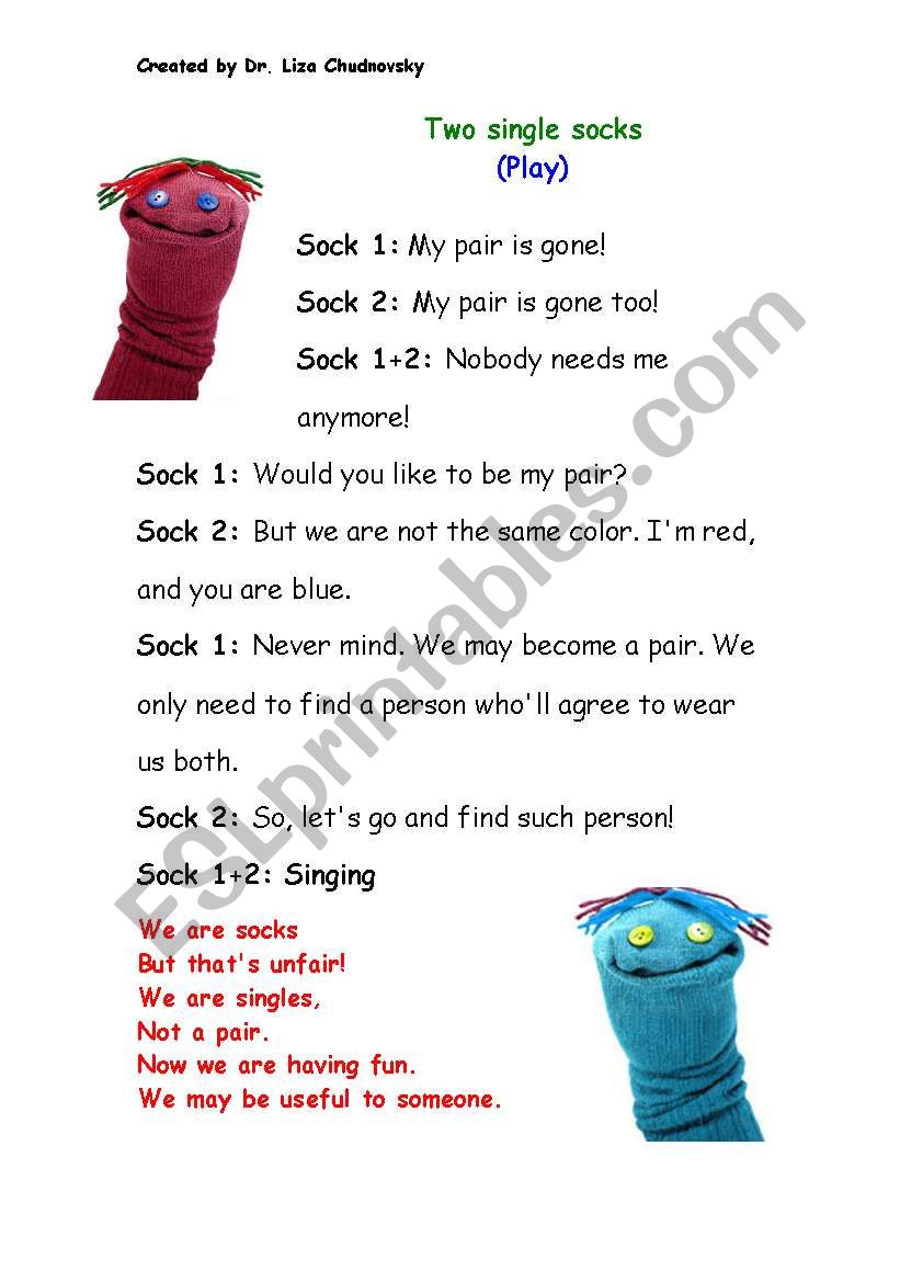 Two single socks (a play) worksheet