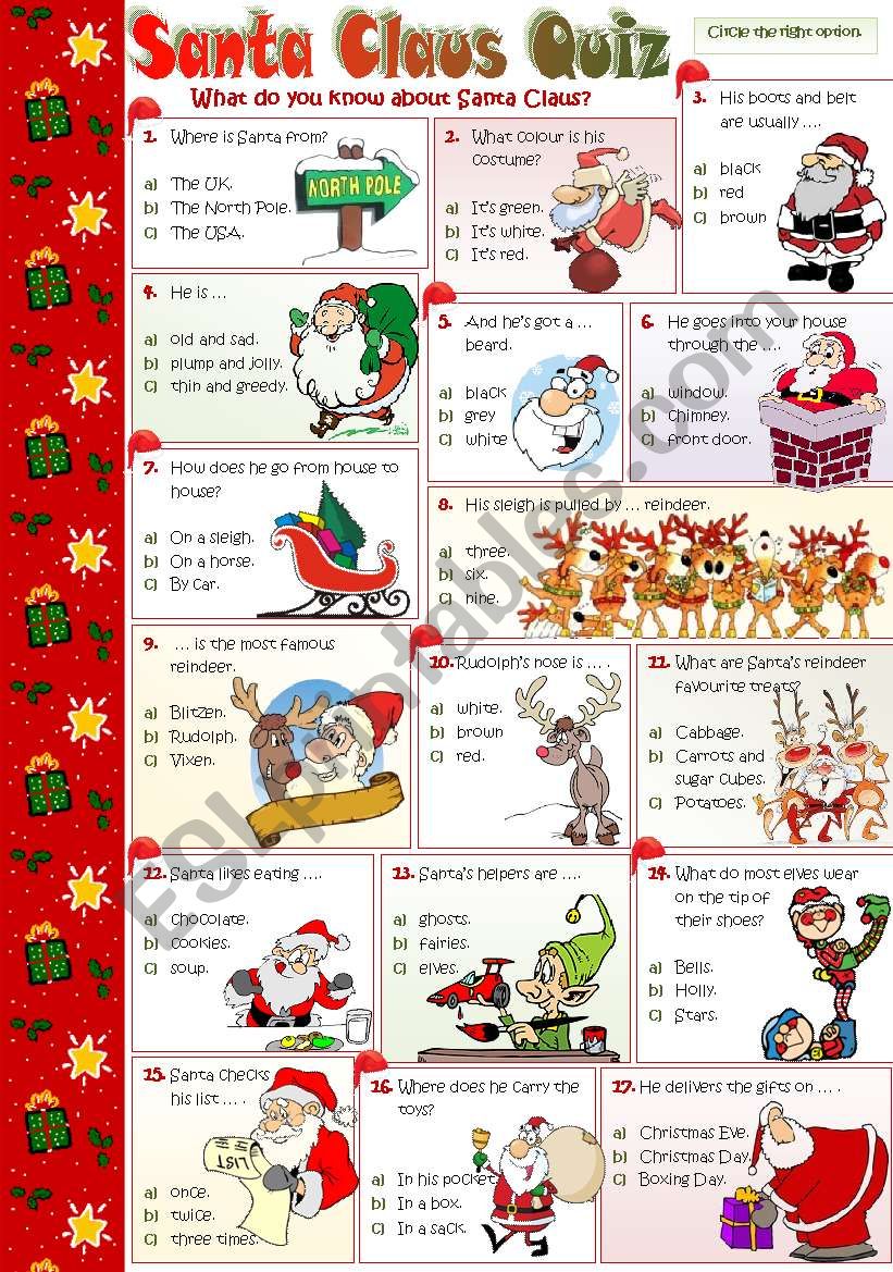 SANTA CLAUS QUIZ worksheet