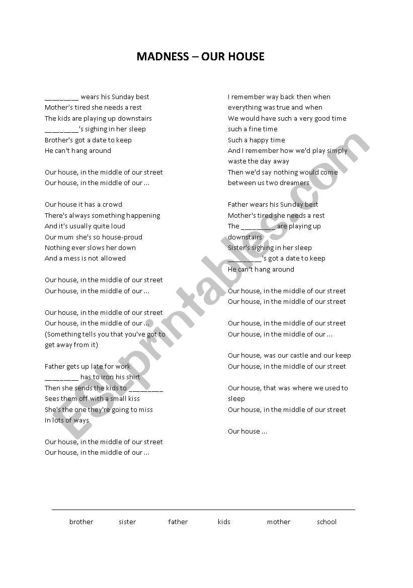 Lyrics (fill in the gaps) - Madness - Our house