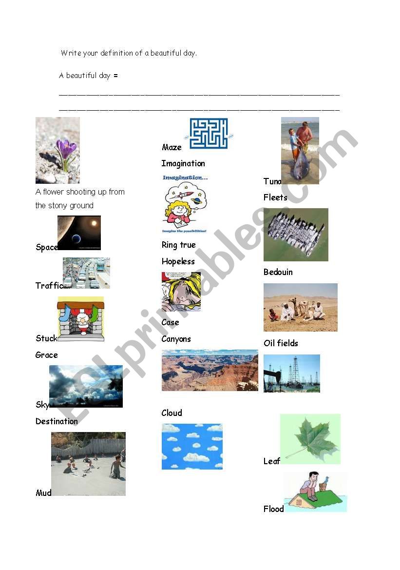  a beautiful day lesson plan worksheet
