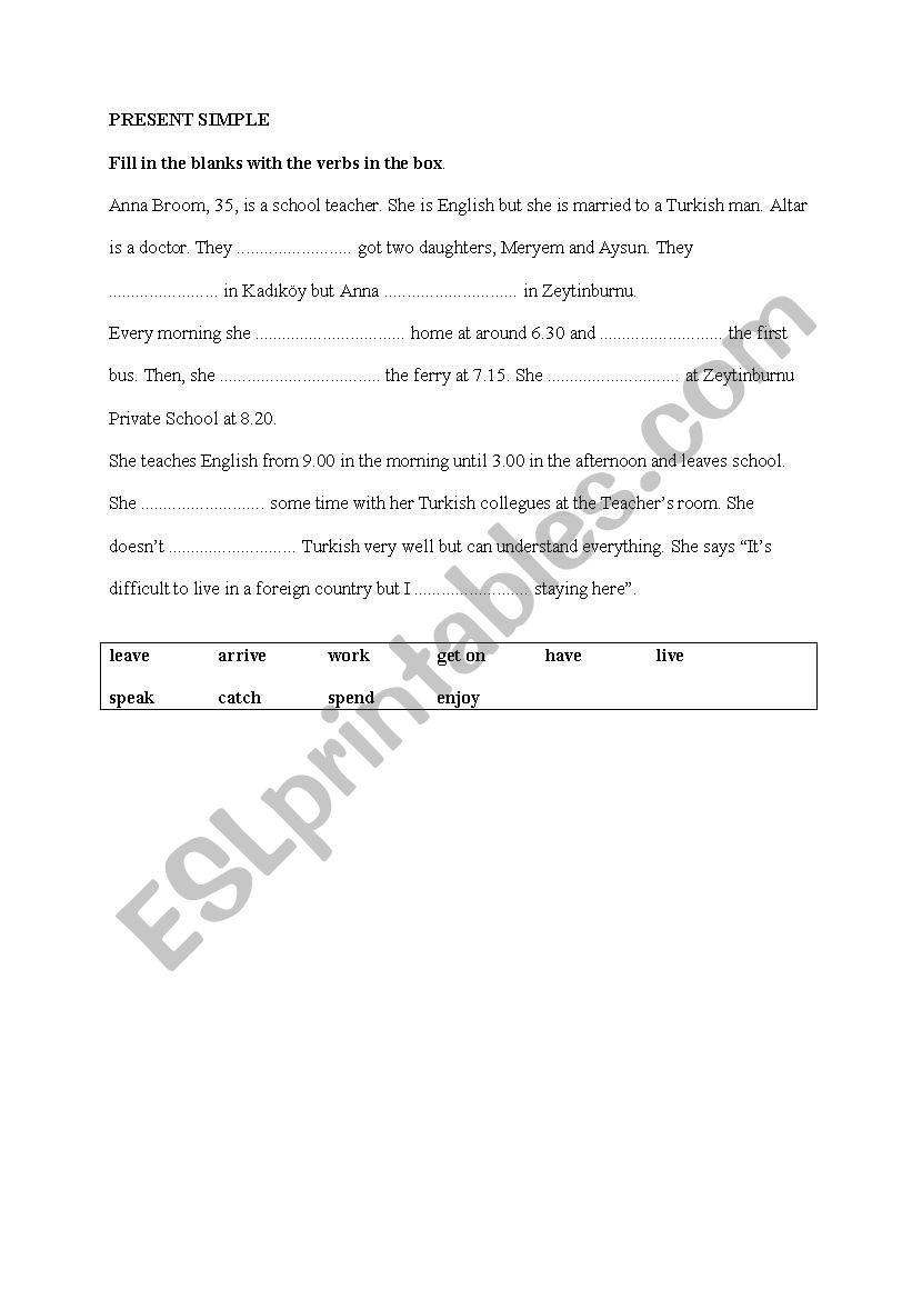 PRESENT SIMPLE EXERCISES worksheet