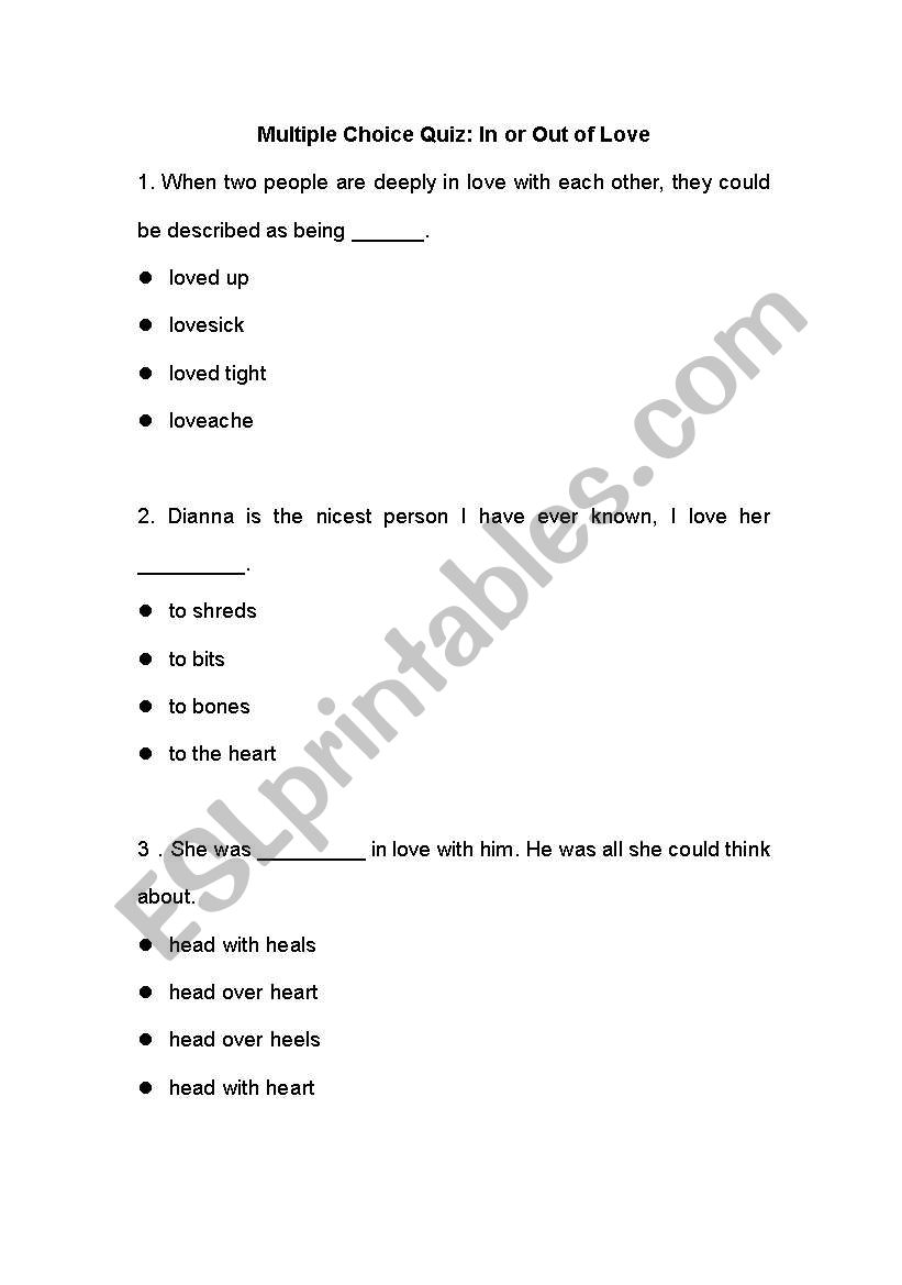 love worksheet