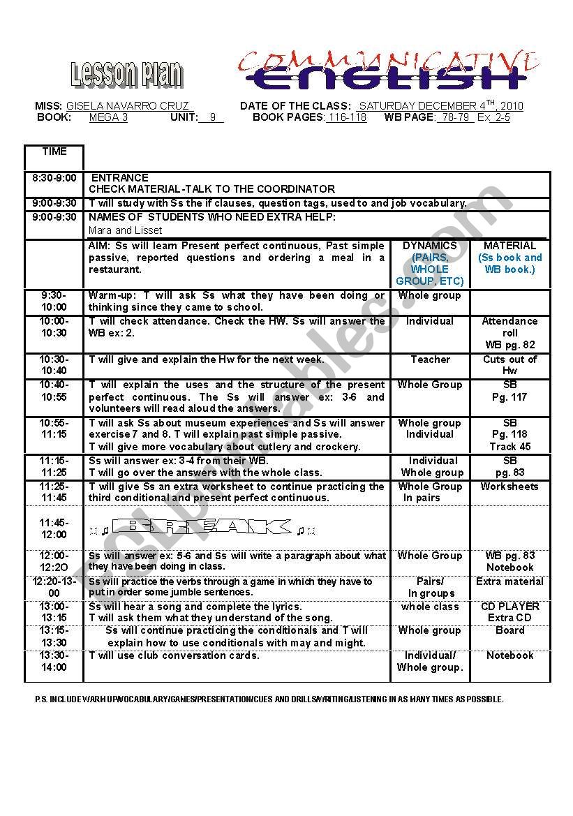 Lesson Plan worksheet