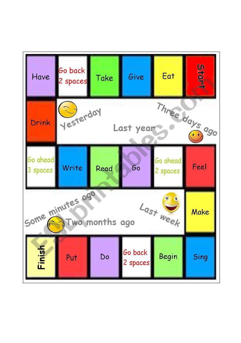 Irregular Past Board Game worksheet